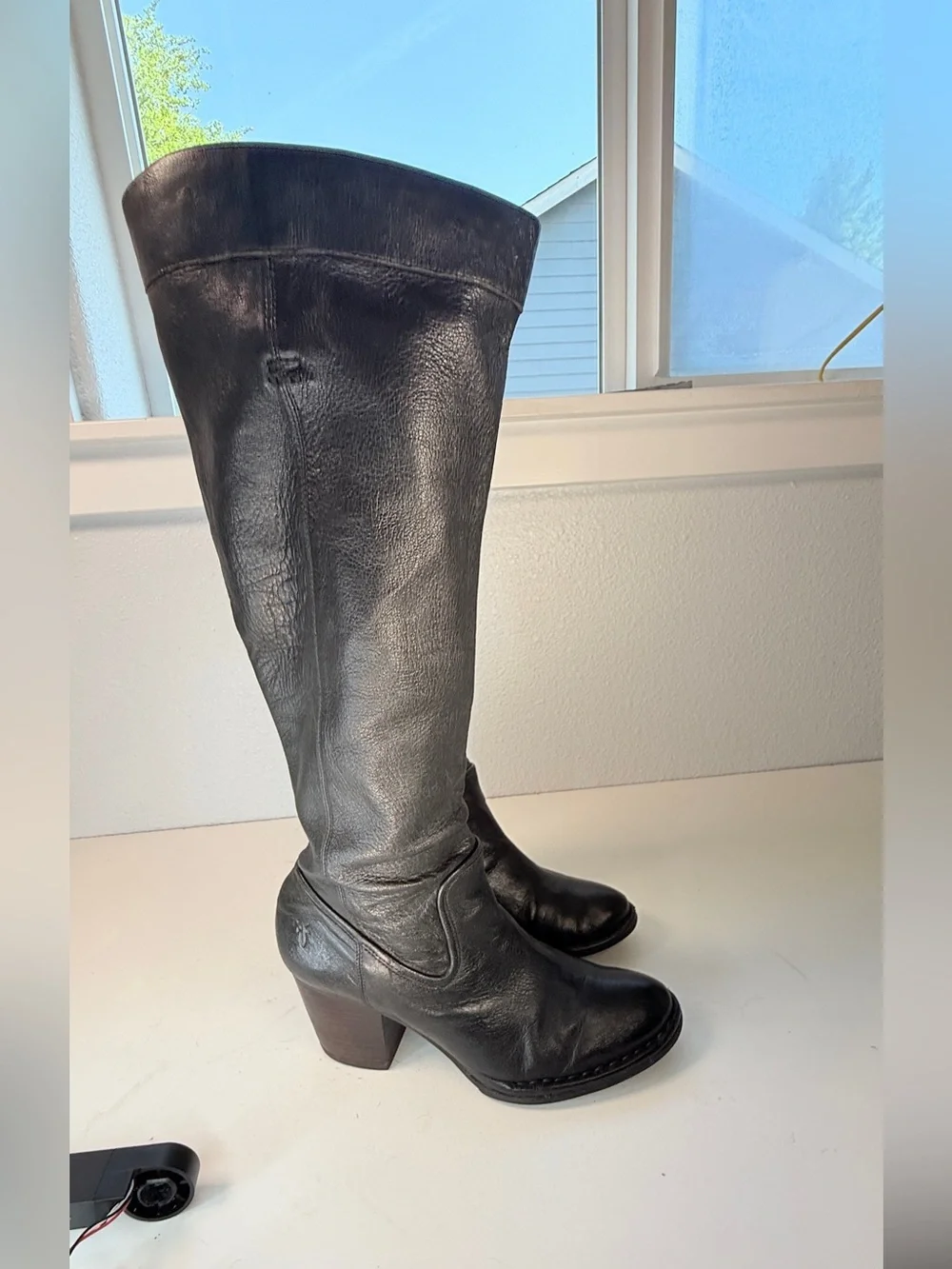 Frye Rory Scrunch Tall Black Leather Boots Womens 7 M Buttery soft Leather